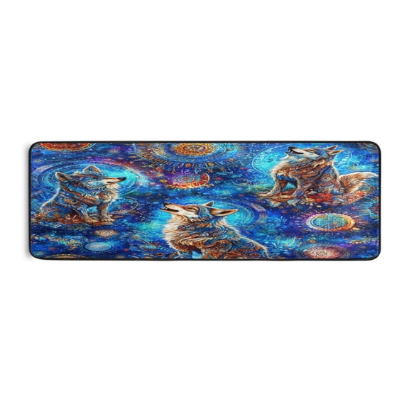 Mystic Wolves 72x24" Runner Rug, Non-Slip Memory Foam Cushion, Anti-Crease for Hallways and Bedrooms