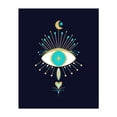 thumbnail image 1 of Mystic moon goddess eye - turquoise, gold and navy blue - Illustration Mystical Cosmic Spiritual Geometric Surrealism Moon Stars Unframed Wall Art Print 8 x 10 inches, 1 of 13