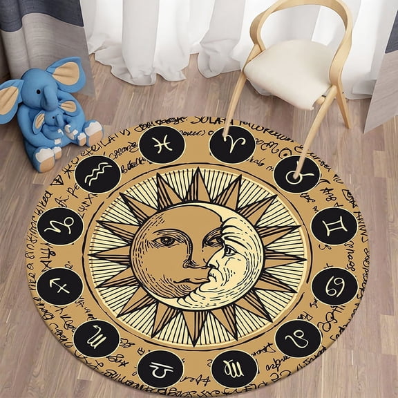 Mystic tellation Round Carpets Home r Mat tellation Tarot Wheel Living Room Non-slip Carpet Meditation Floor Mats