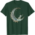 thumbnail image 1 of Mystical Aesthetic Cat Sitting on Crescent Moon Lunar Cat Unisex T-Shirt for Men Women Kids Toddler,Forest Green Color,Size YS, 1 of 5