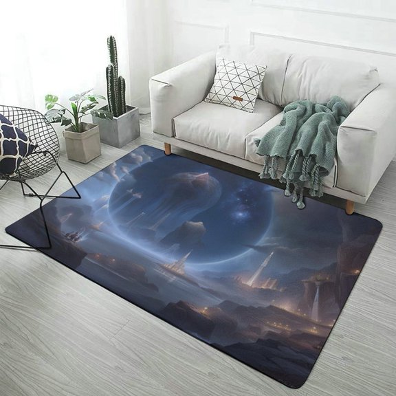 Mystical Alien City Soft Comfy Rug for Home Decor Living Room Bedroom Area Rug Non-slip Doormat
