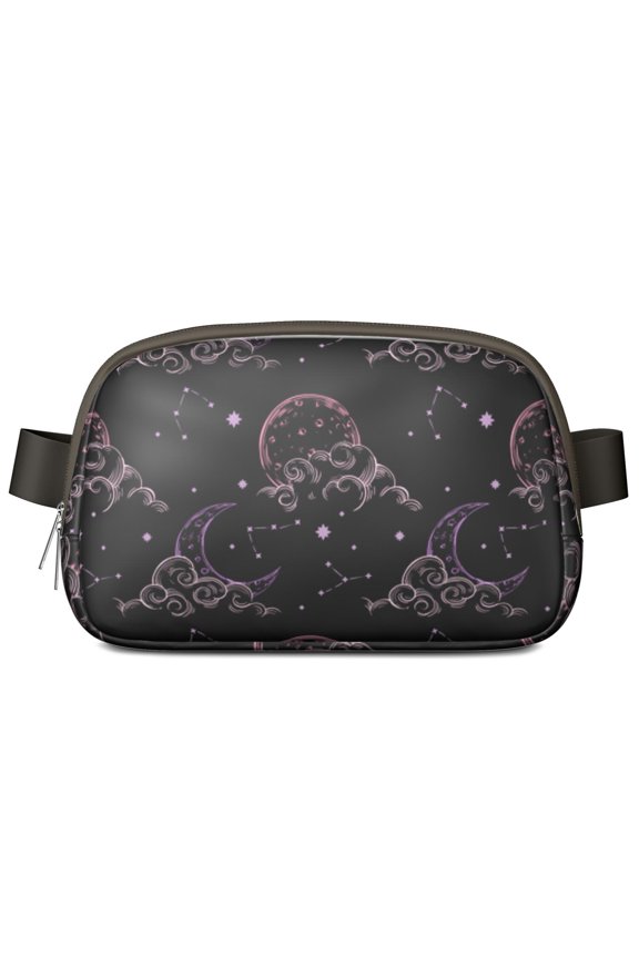 Mystical Astrology Waist Pack - Adjustable belt bag with starry night sky print, gothic aesthetic for cosmic lovers