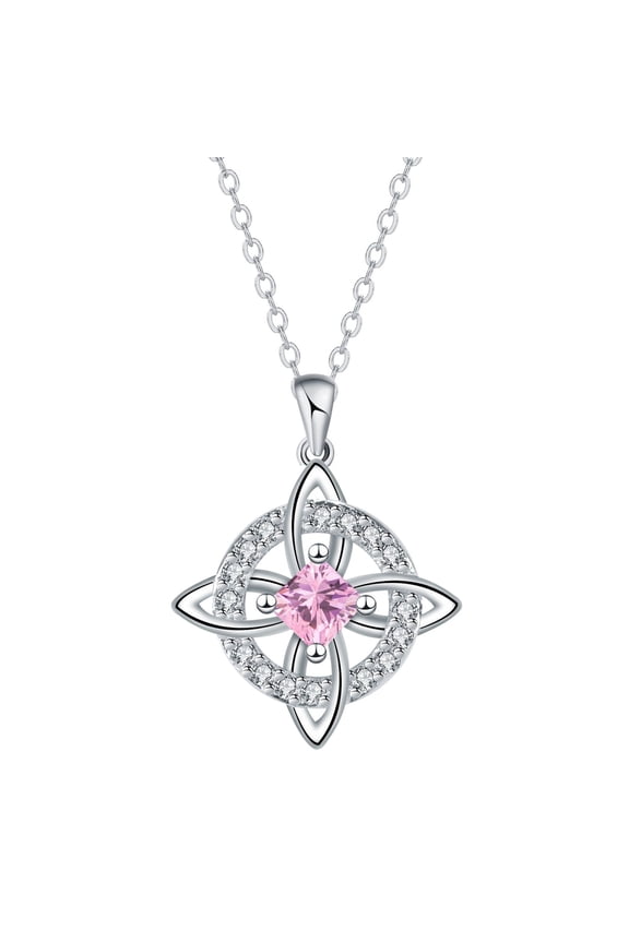 Mystical Birthstone Witches Knot Necklace Natural Crystal Witch Knot Pendant Necklace, Pagan Wiccan Jewelry for Protection for Women Wife Mom