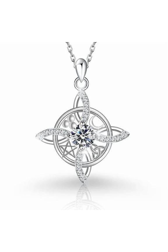 Mystical Birthstone Witches Knot Necklace, Natural Crystal Witch Knot Pendant Necklace, Pagan Wiccan Jewelry for Protection.