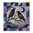 thumbnail image 1 of Mystical Black Bird Patchwork Throw Blanket Soft Flannel Plush Bed Couch Decor With Geometric Raven Pattern 39.4x59.1 Inch, 1 of 3