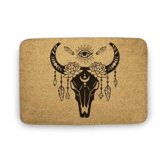 Mystical Boho Doormat, Celestial Doormat, Witch Doormat, Welcome Mat, Housewarming Gift, Indoor Doormat,Front Back Door Mat ,Coral Velvet Rug 17x30