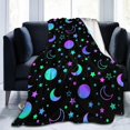 thumbnail image 1 of Mystical Bright Neon Sun Moon Star Blanket, Soft Blankets Flannel Bed Throw Cozy Lightweight Plush Gifts for Women Men Boys Girls Sofa Couch Bedroom Warm All Season, Home Decor, Small 50"x40", 1 of 6