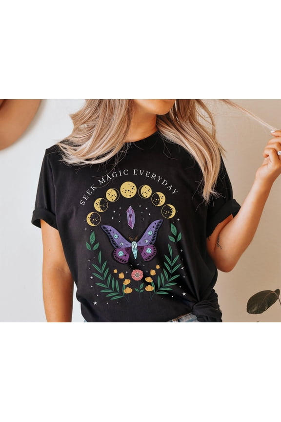 Mystical Butterfly Shirt Cottagecore Aesthetic Mental Health Shirt Moon Phases Shirt Witch
