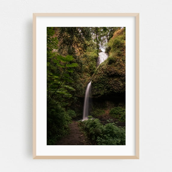 Mystical Cascade - Oregon Photography Waterfall Forest Nature Woodland Scenic Wilderness Autumn Oak Framed Wall Art Print 12 x 18 inches