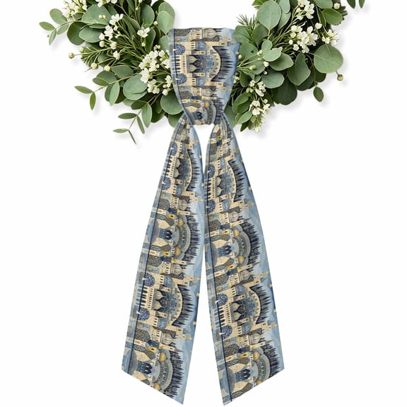 Mystical Castle Wreath Sash for Front Door, Decorative Seasonal Bows Ribbons, Boat Stars Boho Vintage Holiday Wreath Accessories for Home Thanksgiving Fall Christmas Decorations
