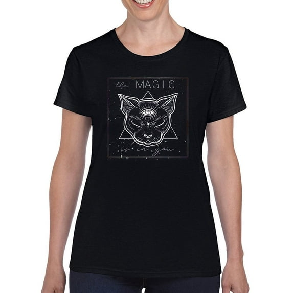 Mystical Cat I. T-Shirt Women -Jennifer Paxton Parker Designs, Female 3X-Large