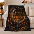 thumbnail image 1 of Mystical Celestial Autumn Crescent Moon, Cozy Friendship Quote Scene, Warm Flannel Blanket for Living Room and Reading Nook, Art Lovers Thanksgiving Gift, Artistic Home Decor, 1 of 9