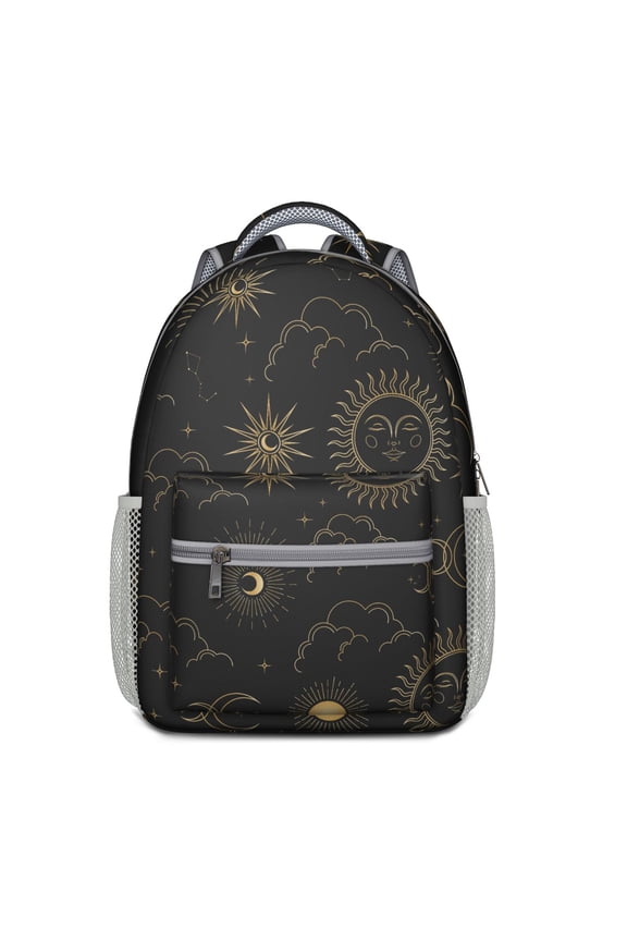 Mystical Celestial Gothic Backpack – Moon, Starry Night & Astrology Print with Witchy and Spiritual Elements