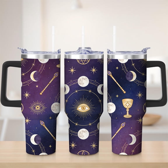 Mystical Celestial Moon Eye Stainless Steel Tumbler, 30oz