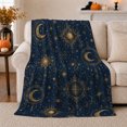 thumbnail image 1 of Mystical Celestial Pattern Gold Sun, Mystical Celestial Art Scene, Warm Flannel Blanket for Home Library and Reading Nook, Celestial Art Lovers Housewarming Gift, Fantasy Home Decor, 1 of 9