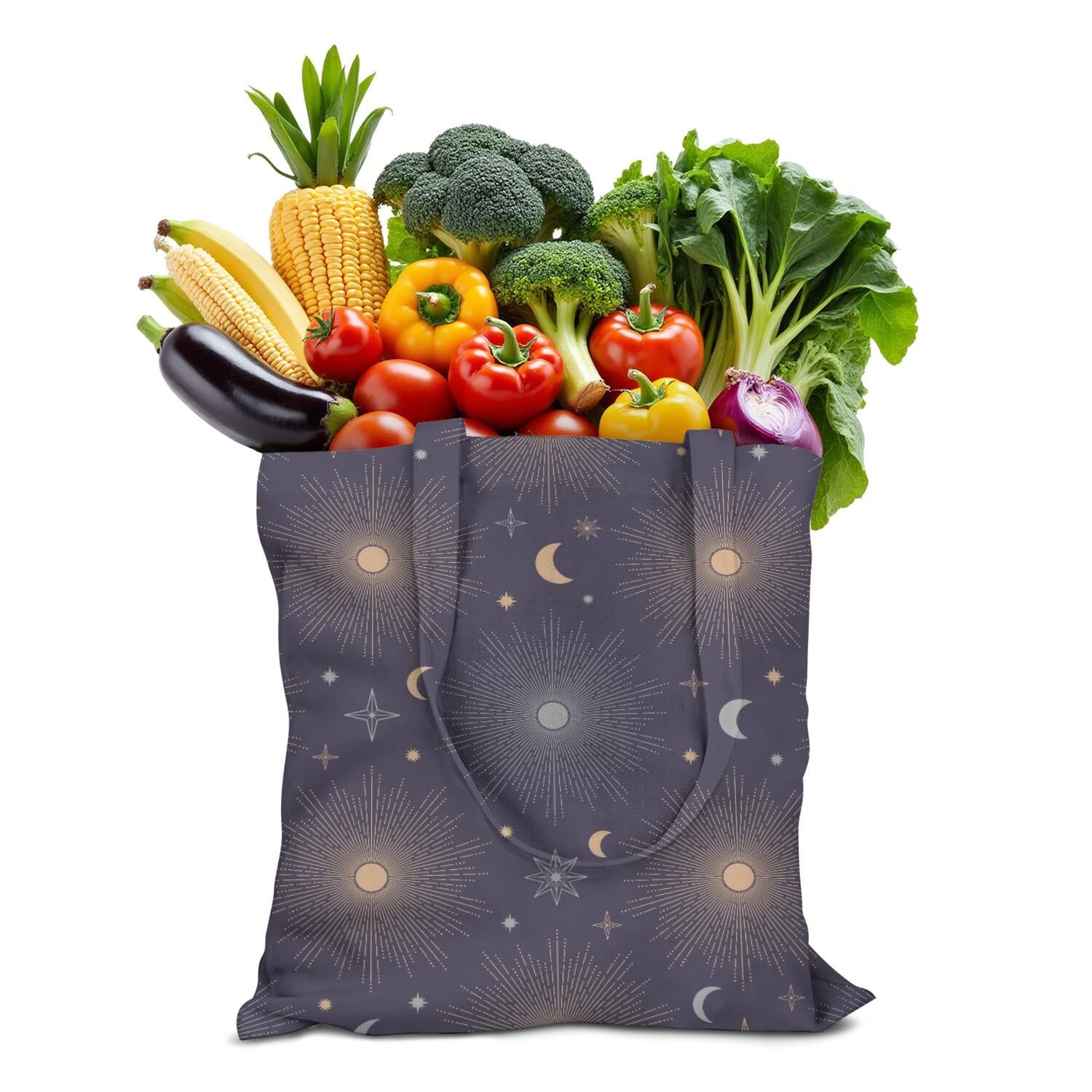 Moon Sun Celestial Pattern Print Leather Tote Bag main image 0