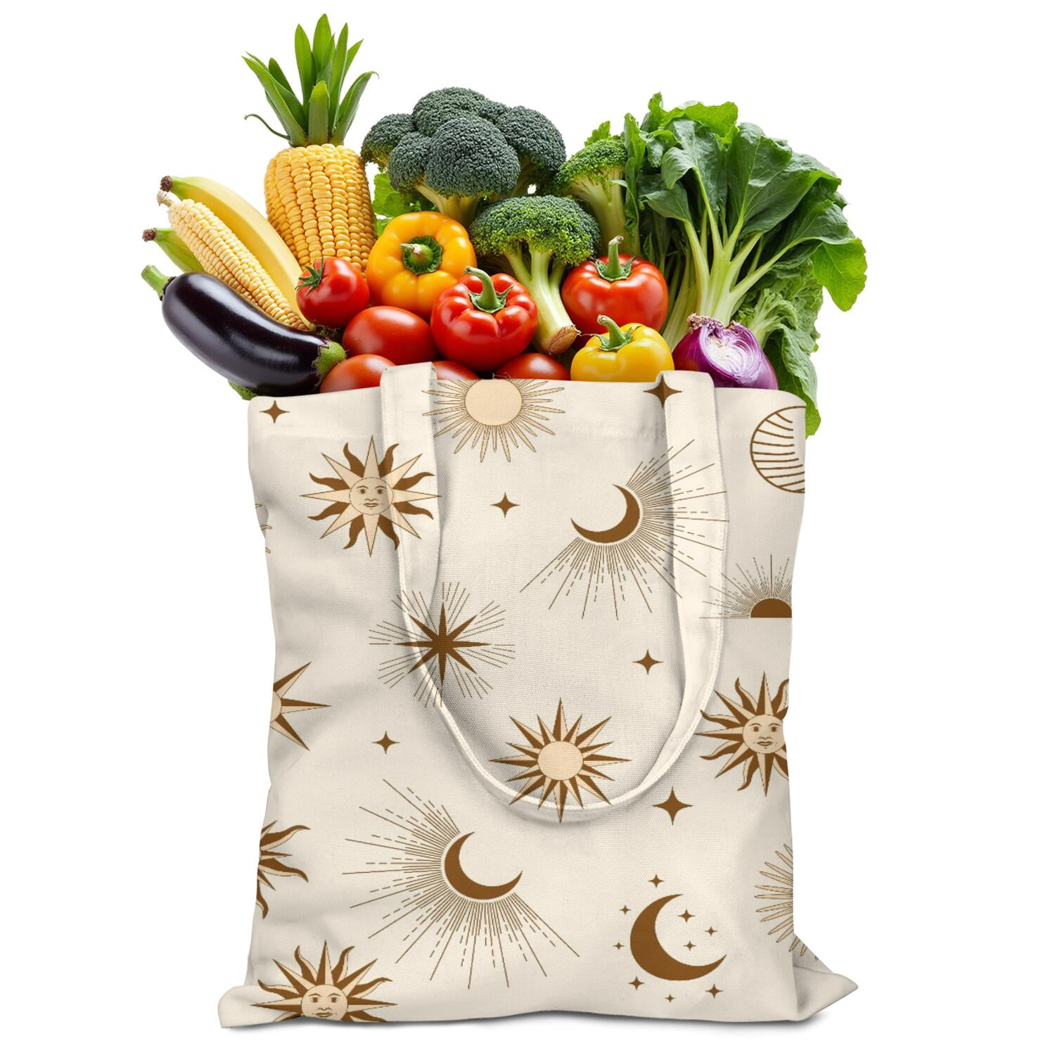Sun Moon Blue Pattern Print Leather Tote Bag main image 0