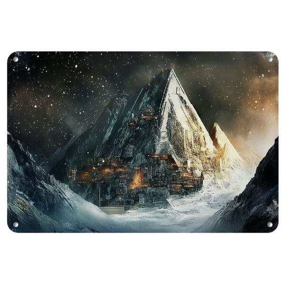 Mystical Cityscape Metal Wall Art, 8x12 inch - Vintage Fantasy Landscape Decor for Home & Office