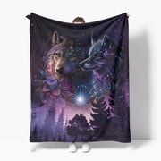 Mystical Cosmic Wolves, Flannel Fleece Throw Blanket, Soft Cozy Plush Lightweight Warm, All-Season Decorative, Couch Sofa Bed Throw, Cozy Gift, for Bedroom Living Room Office Travel