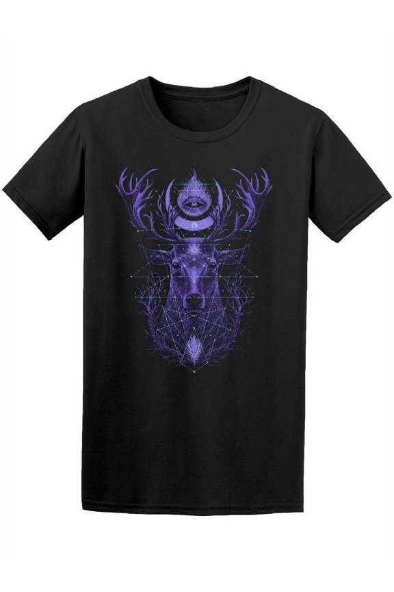 Mystical Deer Head Graphic T-Shirt Men -Image by Shutterstock, Male x-Large