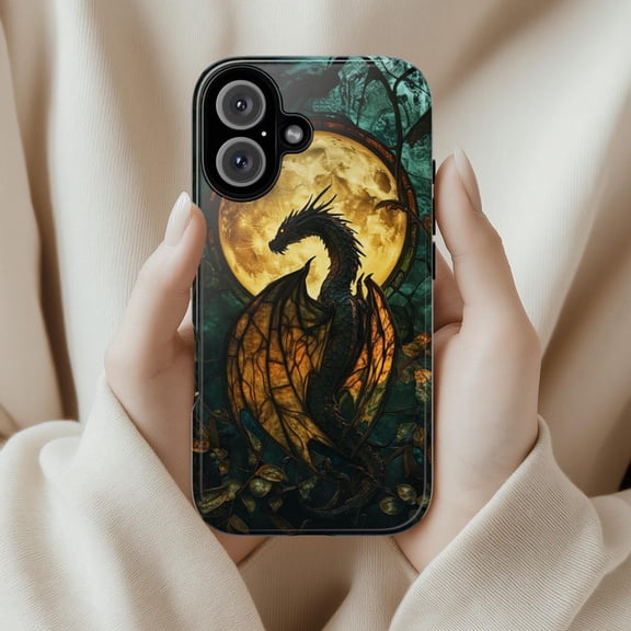 Mystical Dragon Gothic Stained Glass Phone Case with iPhone 17 to 11 Pro Max
