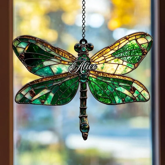 Mystical Dragonfly Acrylic Suncatcher 2D Flat Teal Wings Window Hanging Home Decor
