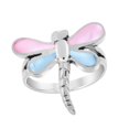 thumbnail image 1 of Mystical Dragonfly Blue-Pink Mother of Pearl Wings .925 Sterling Silver Ring-8, 1 of 5