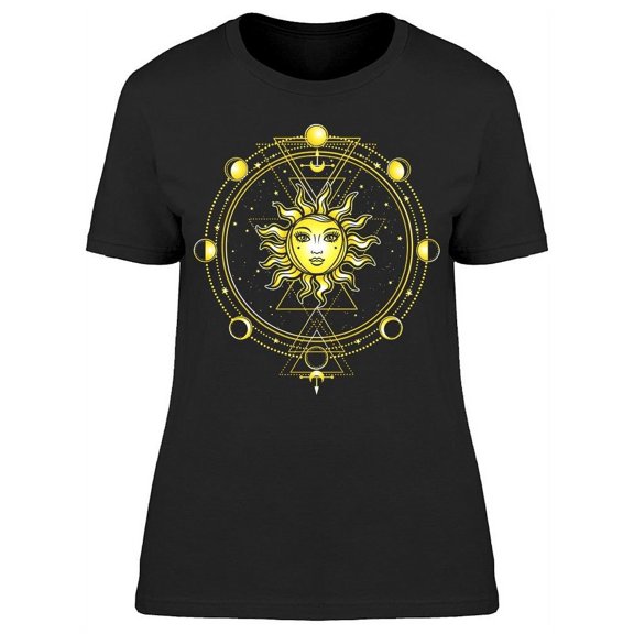 Mystical Drawing Sun Graphic T-Shirt Women -Image by Shutterstock, Female 3X-Large