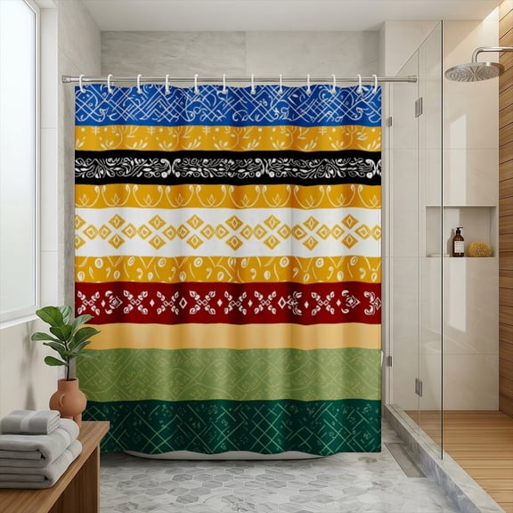 Mystical Enchanted Forest Sunlight Path Shower Curtain Deep Green Jungle Trees Nature Scenery Waterproof Bath Curtain