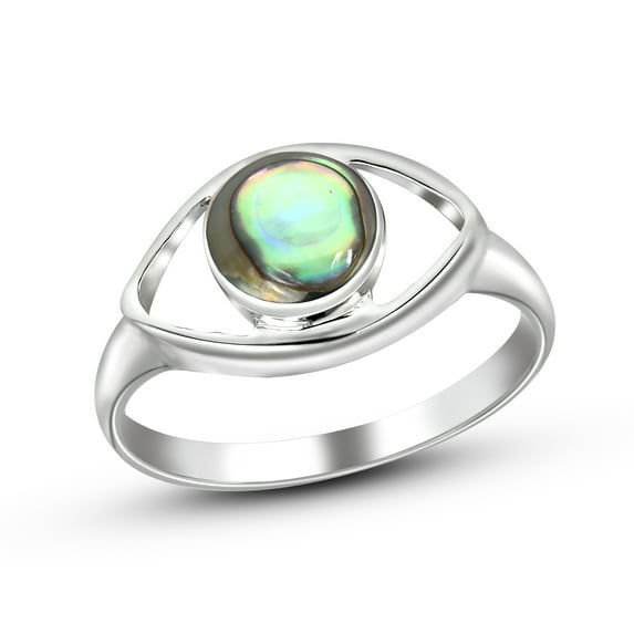 Mystical Evil Eye w/ Abalone Shell Inlay Sterling Silver Ring - 6