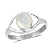 AERAVIDA Mystical Evil Eye w/ White Mother of Pearl Inlay Sterling Silver Ring - 8