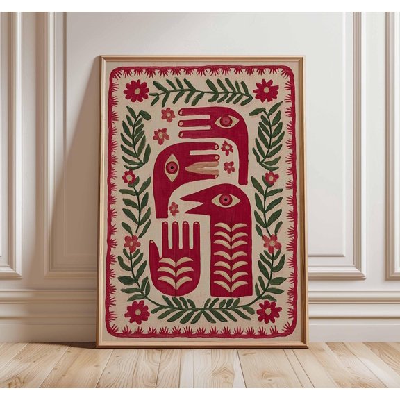 Mystical Eye Hand Folk Poster, Unframed Paper Poster 8x10in