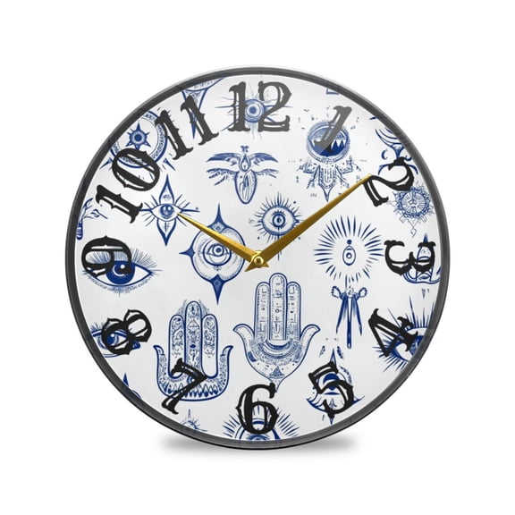 Mystical Eyes Wall Clock 10 Inch Silent Non Ticking Battery Operated Easy to Read for Kitchen Living Room