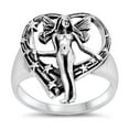 thumbnail image 1 of Mystical Fairy Heart Star Promise Ring .925 Sterling Silver Band Jewelry Female Male Unisex Size 10, 1 of 4