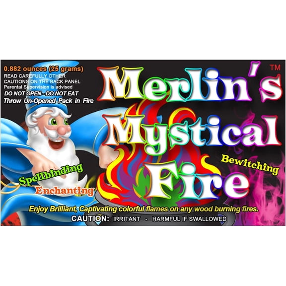 Mystical Fire Merlins Fire Flame Colorant Vibrant Long-Lasting Pulsating Flame Color Changer for Indoor or Outdoor Use 0.882 oz Packets 12 Pack by Mystical Fire