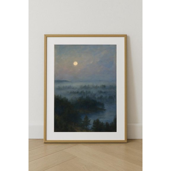Mystical Forest Full Moon Norway Poster, Unframed Size 8x12