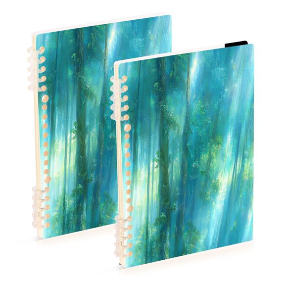 Mystical Forest Light 2-Piece A5 PP Notebooks, Adjustable Rings, 80g Paper, Diary Set
