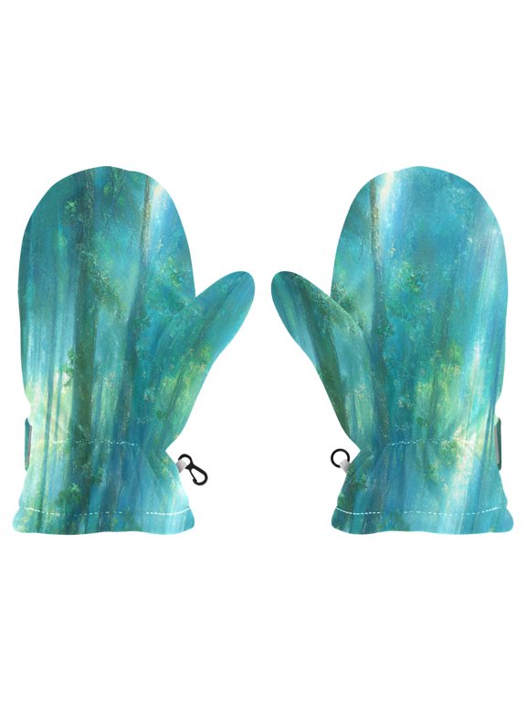 Mystical Forest Light Witch Cauldron Pattern Cold Weather Mittens Cozy Gloves with Adjustable Fit Perfect for Outdoor Fun