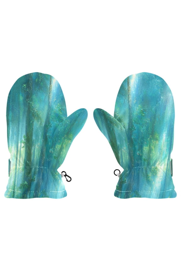 Mystical Forest Light Witch Cauldron Pattern Cold Weather Mittens Cozy Gloves with Adjustable Fit Perfect for Outdoor Fun