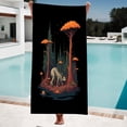 thumbnail image 1 of Mystical Forest Pattern Beach Towel - Vibrant Orange Foliage & Creature Design - Perfect for Pool Travel & Bath, 1 of 6