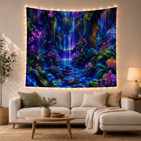 Mystical Forest Waterfalls Tapestry Wall Hanging