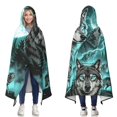 thumbnail image 1 of Mystical Forest Wolf Wearable Blanket Hoodies for Women Men Adults Soft Warm Full Moon Howling Wolves Hooded Blankets for Sofa Bed Decor Halloween 50x60 Inch, 1 of 5