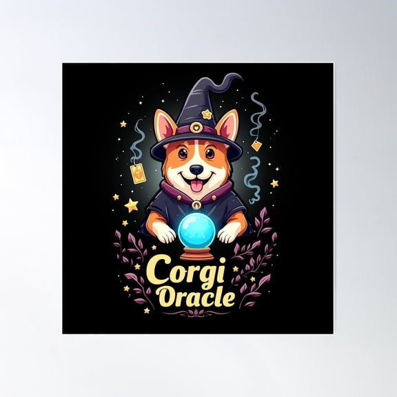 Mystical Fortune-Teller Corgi – Corgi Oracle Magical Poster Wall Art, Modern Wall Decor For Living Room Bedroom, 16x16 UNFRAMED