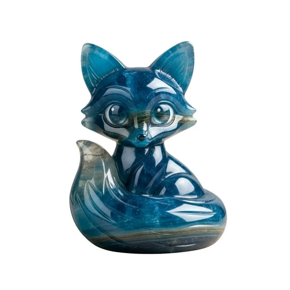 Mystical Statue Decor, Handcrafted Stone Sculpture with Bright Eyes, Cute Ornament for Bookshelf, Home Office Decor, Collectible Animal Lover Gift