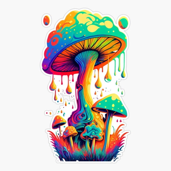 Mystical Fungi Magic Mushroom Psychedelic Trippy Hippie Art Sticker