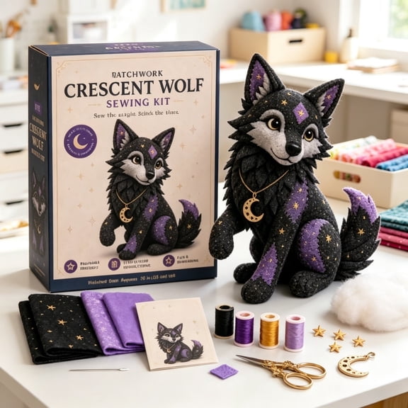 Mystical Galaxy DIY Patchwork Animal Kit, Felt Animal Sewing Kit for Beginners, 3D Stuffed Plush Animals, Pre-Cut Handmade Craft Kit for Adults Kids, Art Gift