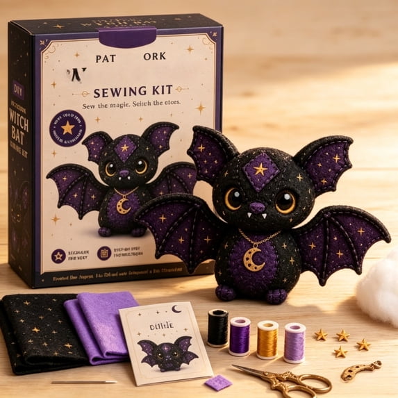 Mystical Galaxy DIY Patchwork Animal Kit, Felt Animal Sewing Kit for Beginners, 3D Stuffed Plush Animals, Pre-Cut Handmade Craft Kit for Adults Kids, Art Gift