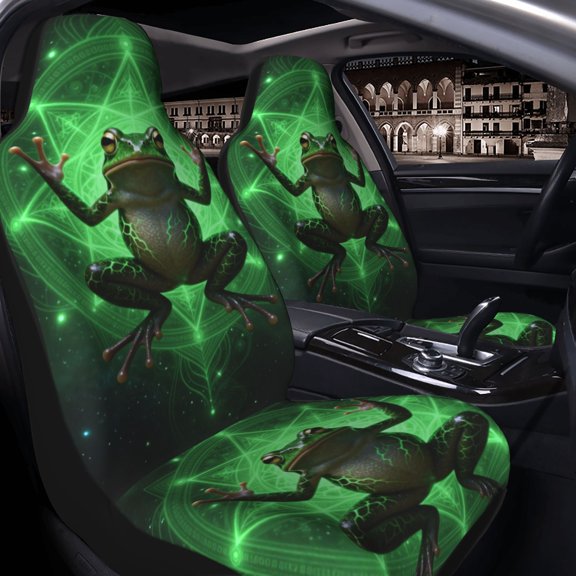 Mystical Glowing Green Occult Frog Universal Automotive Seat Protectors