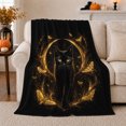 thumbnail image 1 of Mystical Golden Moonlit Black Cat Butterflies Halloween, Mystical Pet Portrait Pattern, Warm Flannel Blanket for Living Room and Bedroom, Cat Lovers Just Because Gift, Pet Lover Home Decor, 1 of 9