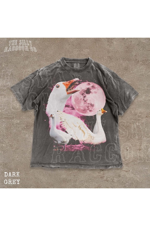 Mystical Goose T-shirt Funny Meme Shirt for Men Women Retro Space Duck Tee Celestial Moon Phase Graphic Top Vintage Animal Lover Gift